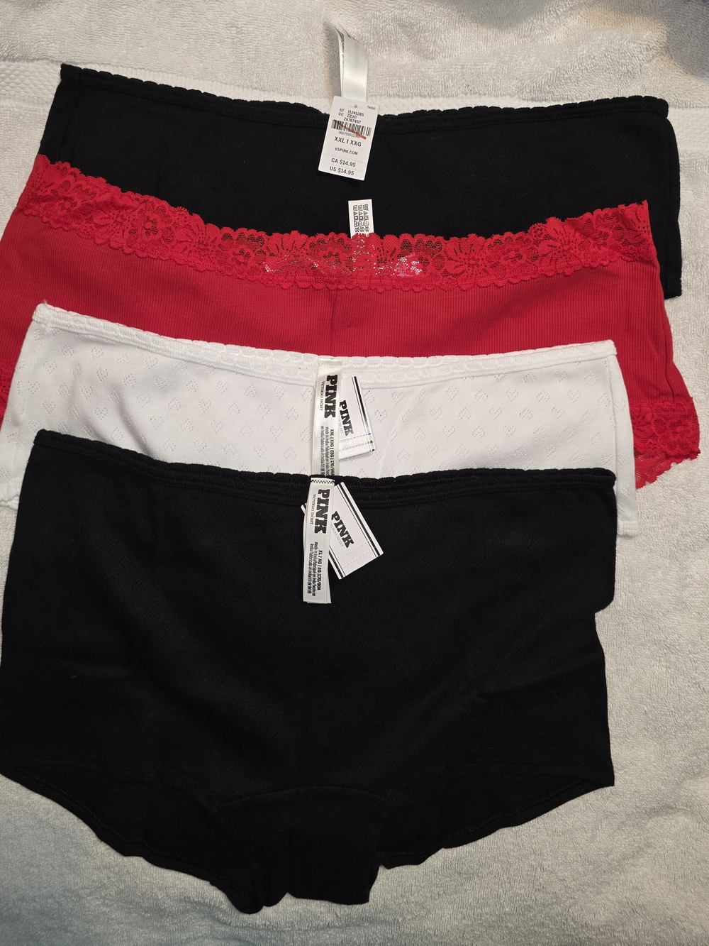 PINK Victoria's Secret 4 Cotton Black, Red, White